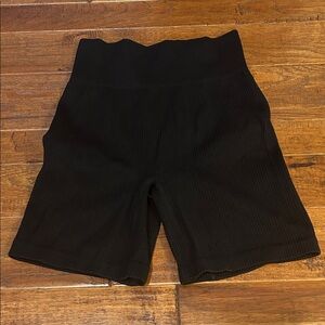 AS Revival Ribbed High-Waist Black Biker Shorts
